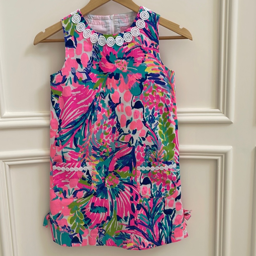 Lilly Pulitzer Pink and Green Girls Kids Dress Gumbo Limbo print